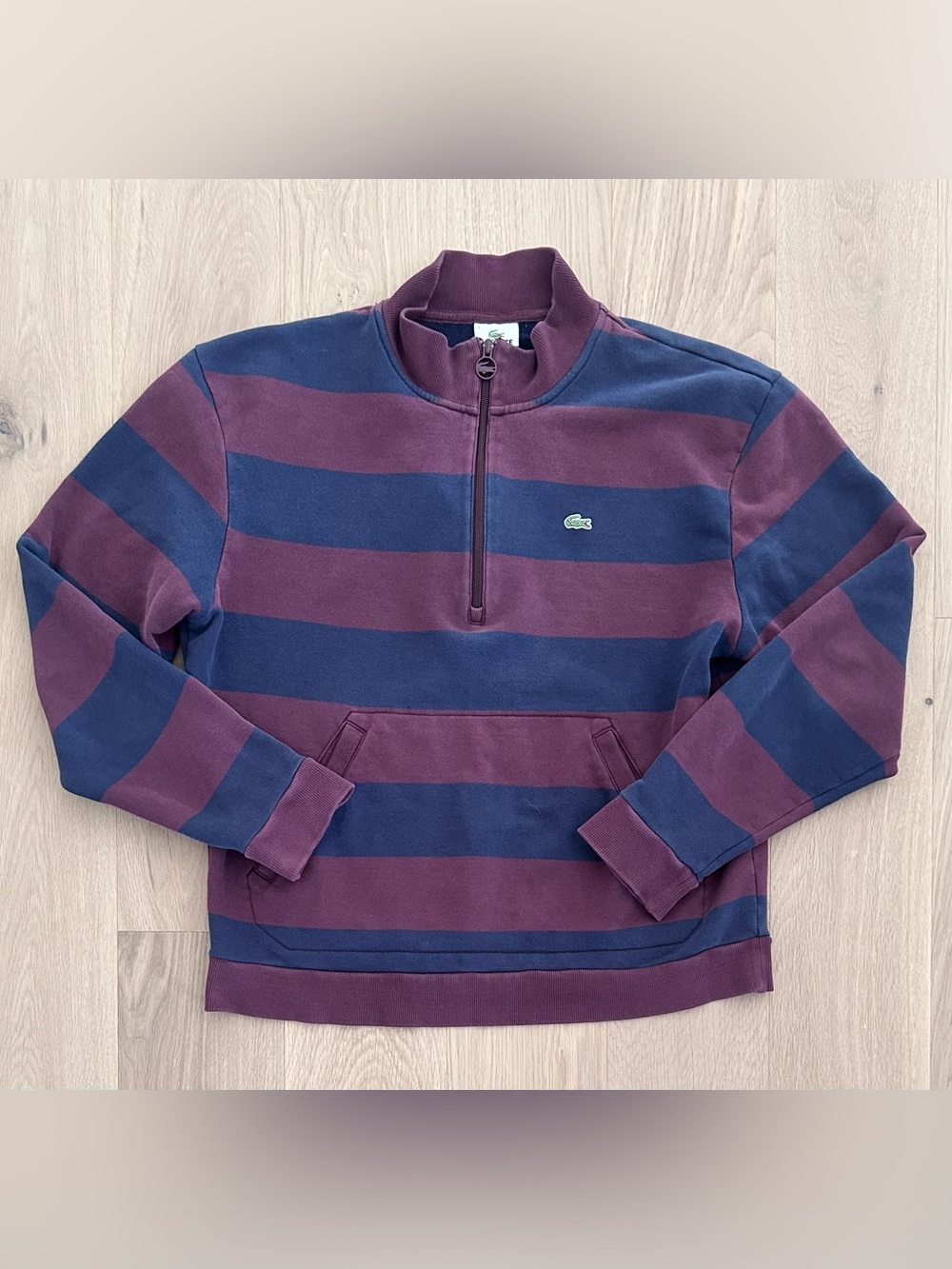 Lacoste Striped Rugby Style 1/2 Zip Sweater